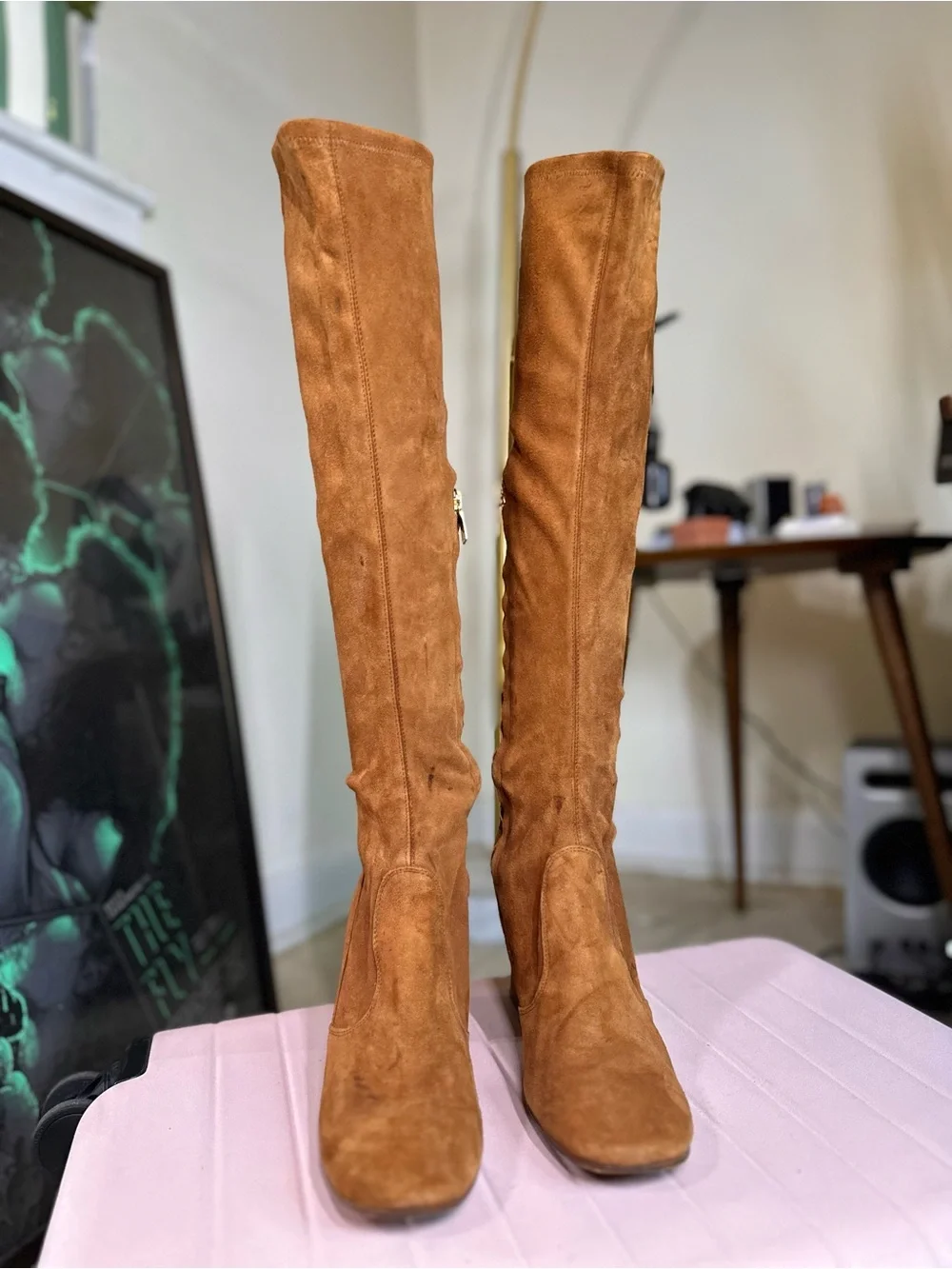 Vintage Biba size 9 Cognac Suede Over-the-Knee Block Heel Boots